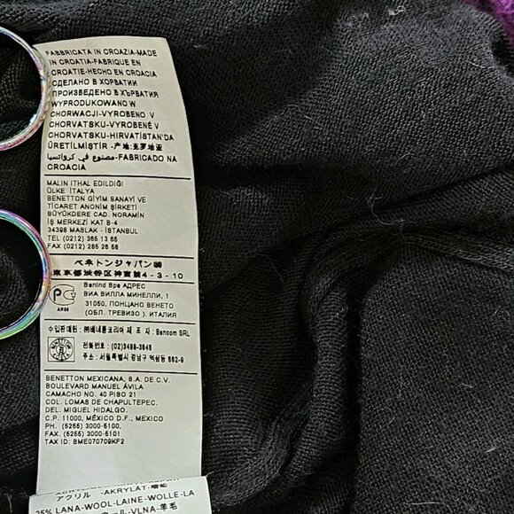 Sisley Sweater Dress Women S Black Long Puff Sleeves Boho Knit Alpaca Wool Blend - Picture 13 of 16